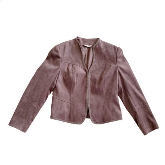 Next Jacket Suede Lavender Open Front Jacket Coat Size 10 Petite by Next - Picture 8 of 15